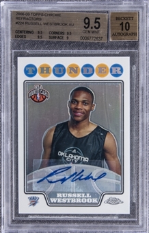 2008-09 Topps Chrome Refractor #224 Russell Westbrook Signed Rookie Card (#090/145) - BGS GEM MINT 9.5/BGS 10